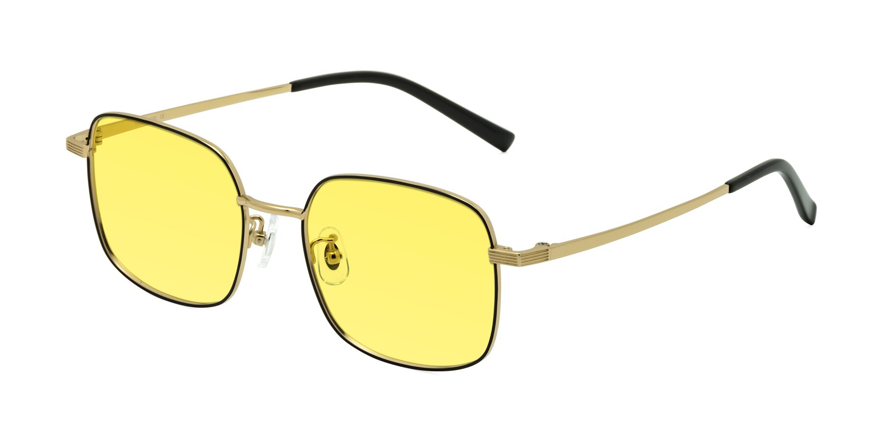 Angle of Newman in Black-Gold with Medium Yellow Tinted Lenses