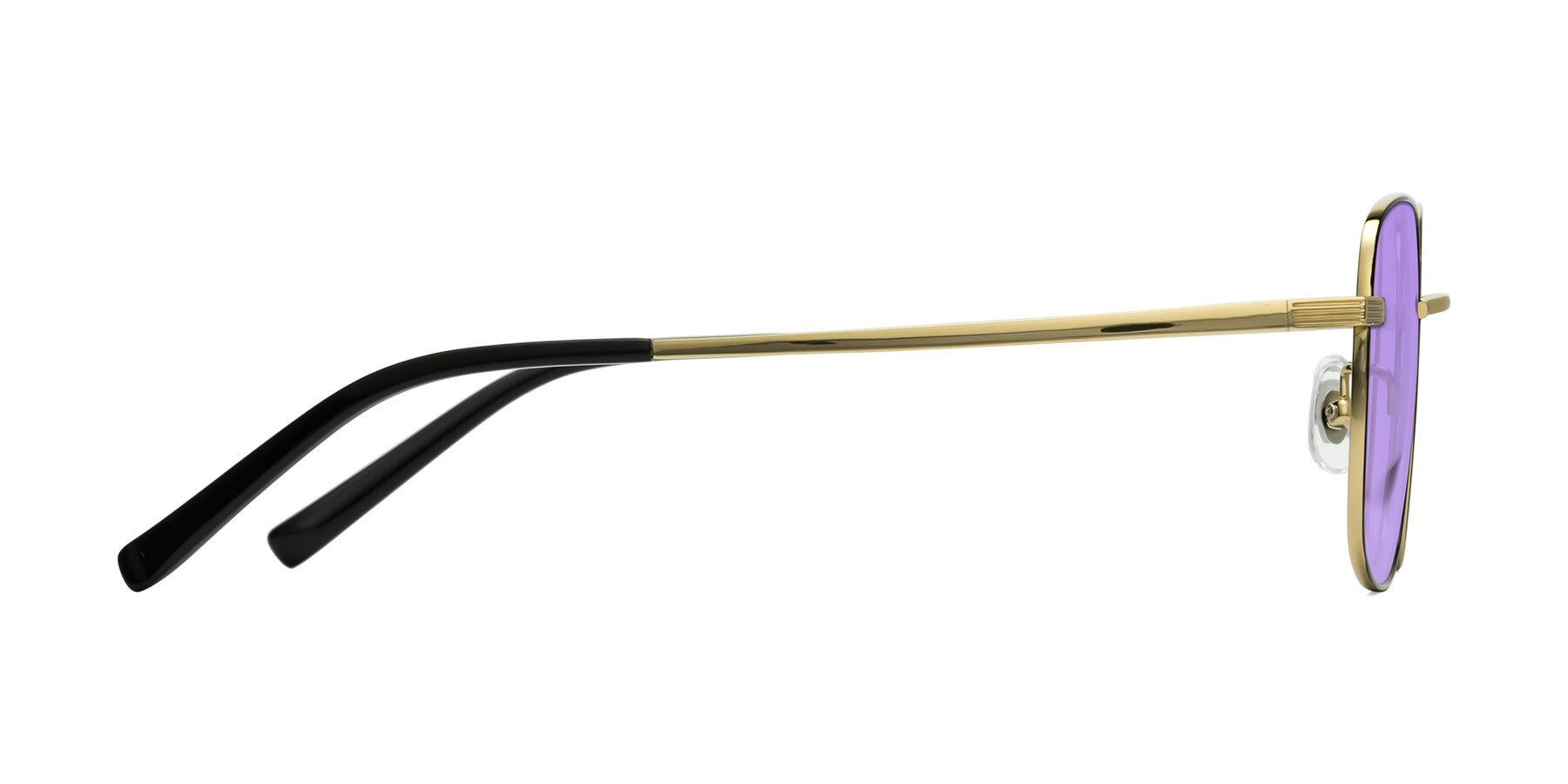 Side of Newman in Black-Gold with Medium Purple Tinted Lenses