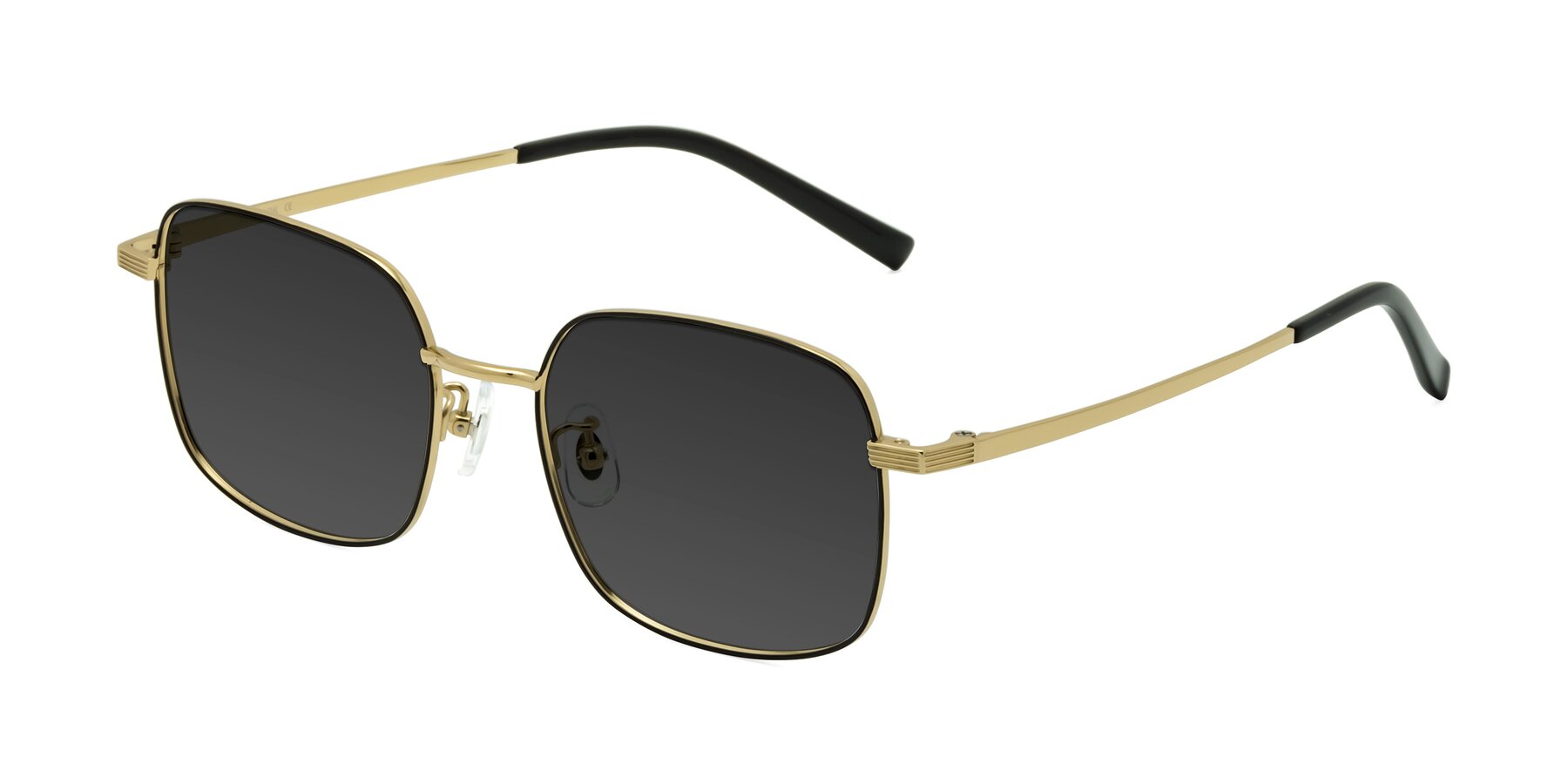 Angle of Newman in Black-Gold with Gray Tinted Lenses