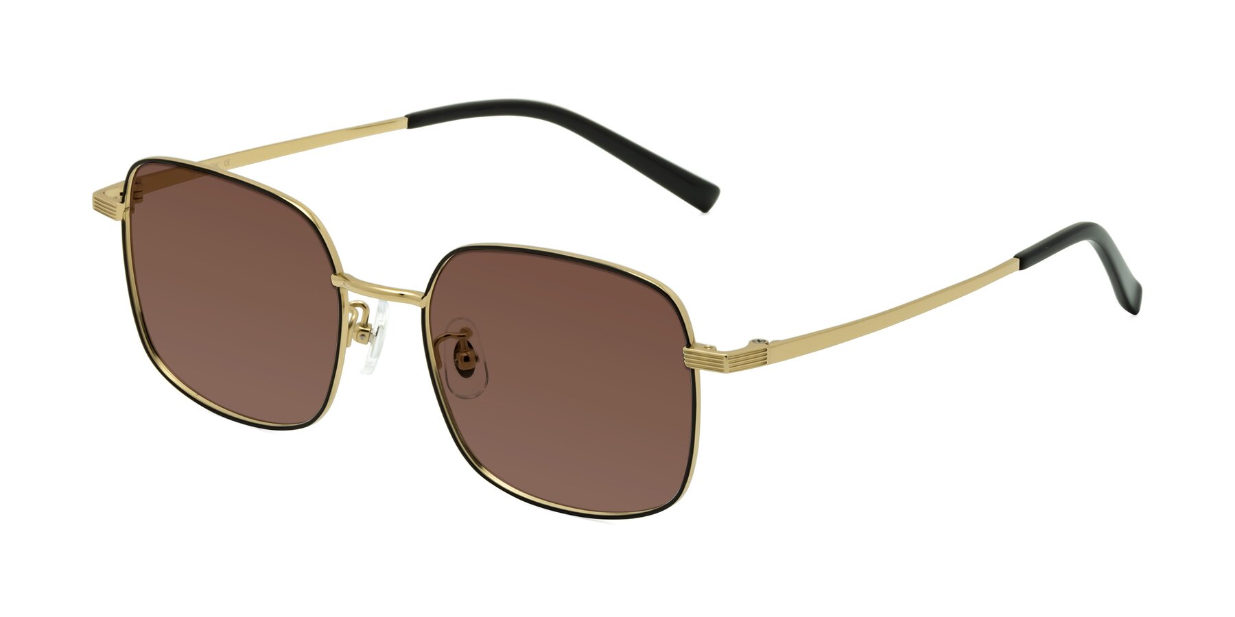 Angle of Newman in Black-Gold with Brown Tinted Lenses