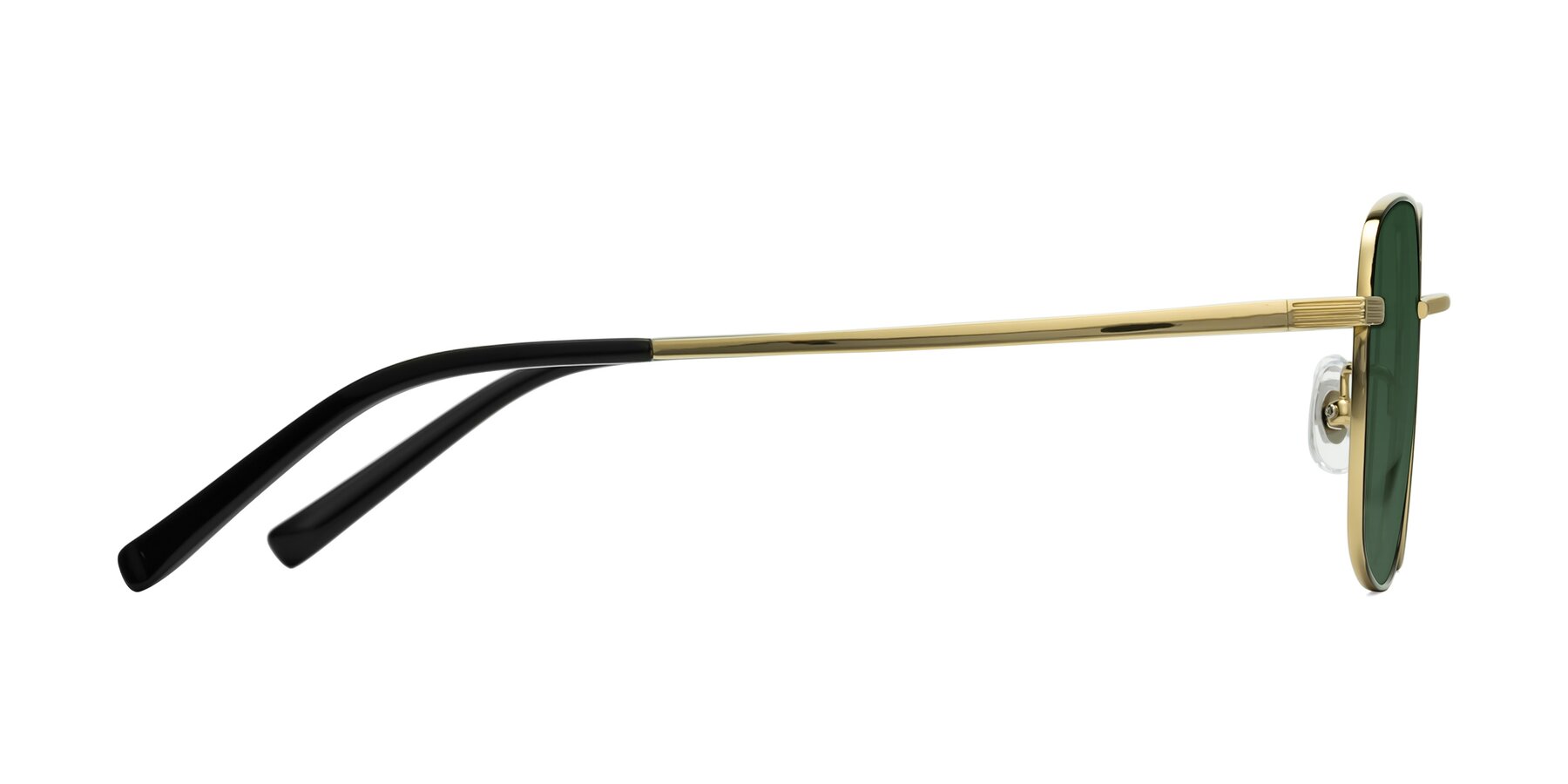 Side of Newman in Black-Gold with Green Tinted Lenses