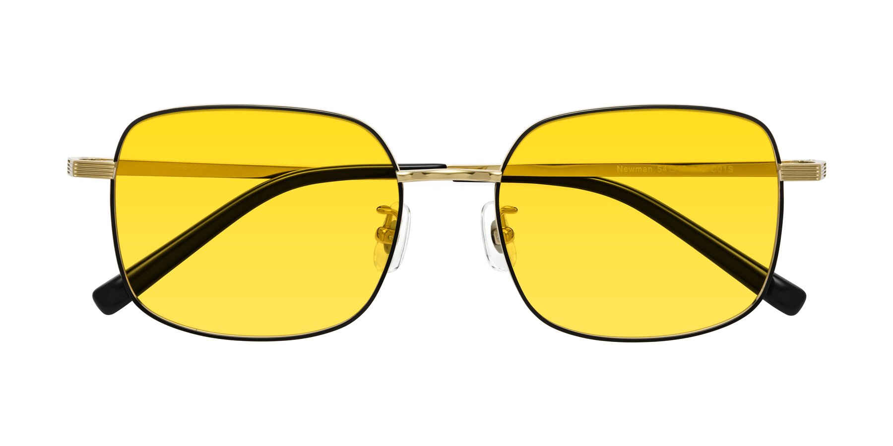 Folded Front of Newman in Black-Gold with Yellow Tinted Lenses