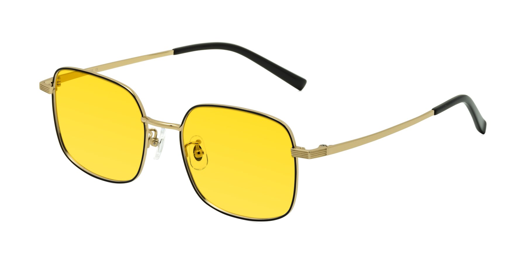 Angle of Newman in Black-Gold with Yellow Tinted Lenses