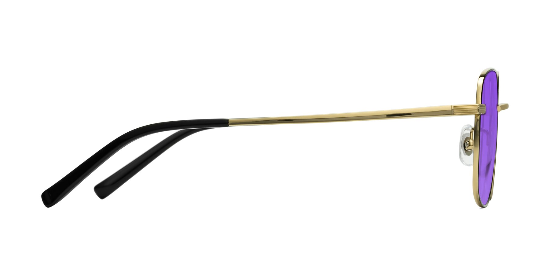 Side of Newman in Black-Gold with Purple Tinted Lenses