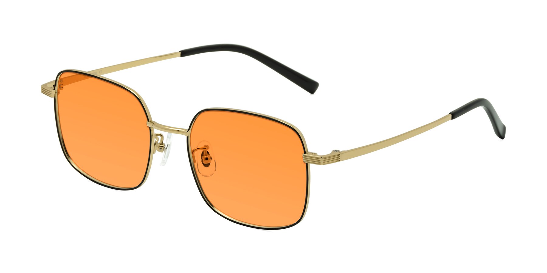 Angle of Newman in Black-Gold with Orange Tinted Lenses