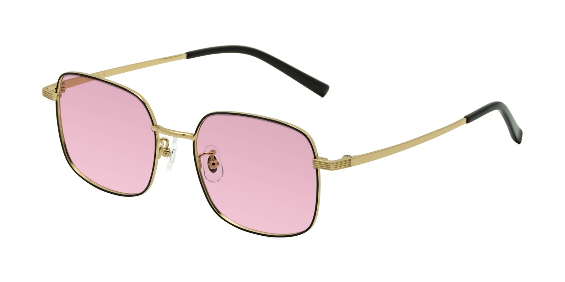 Angle of Newman in Black-Gold with Light Wine Tinted Lenses