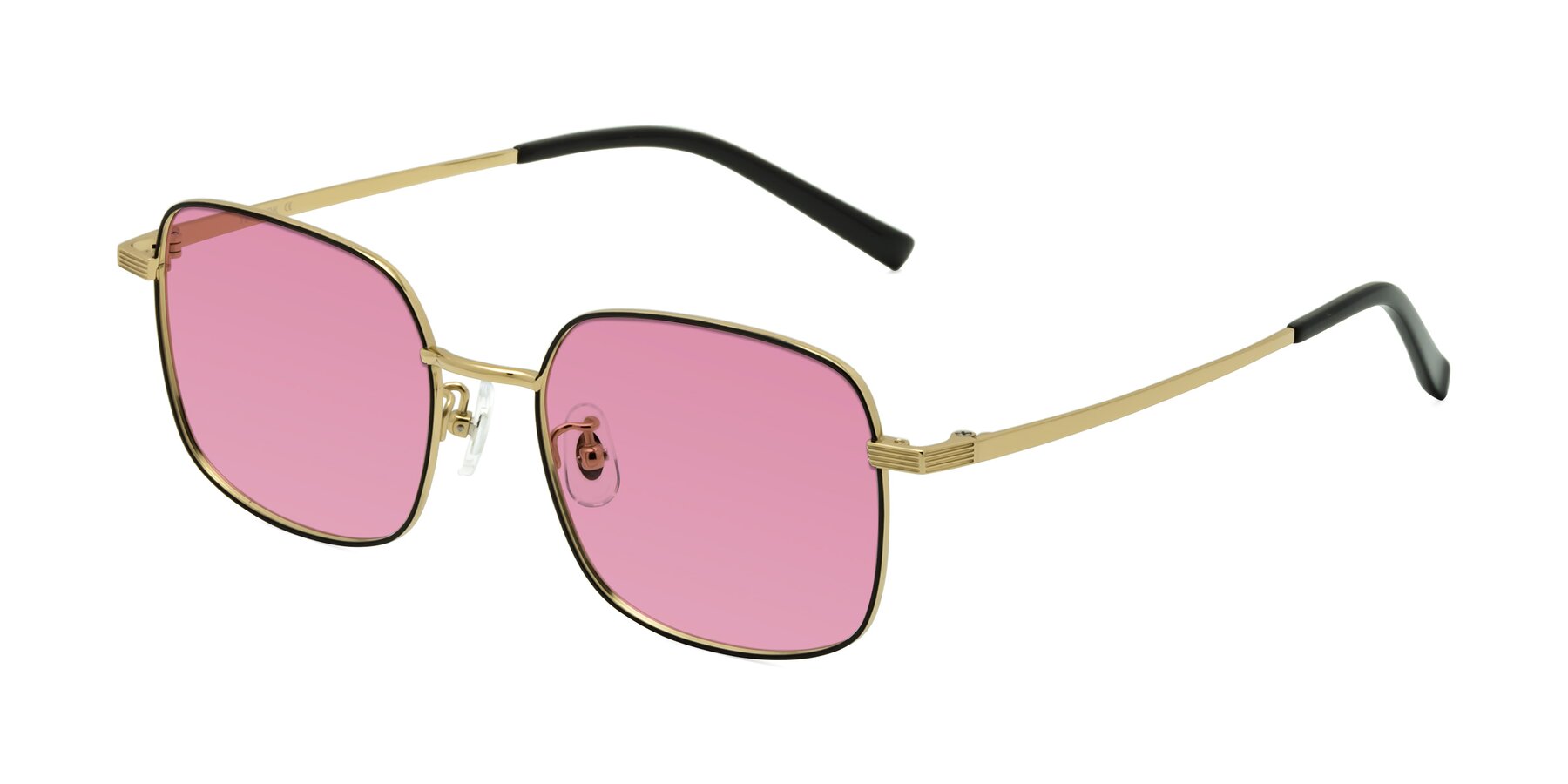 Angle of Newman in Black-Gold with Medium Wine Tinted Lenses