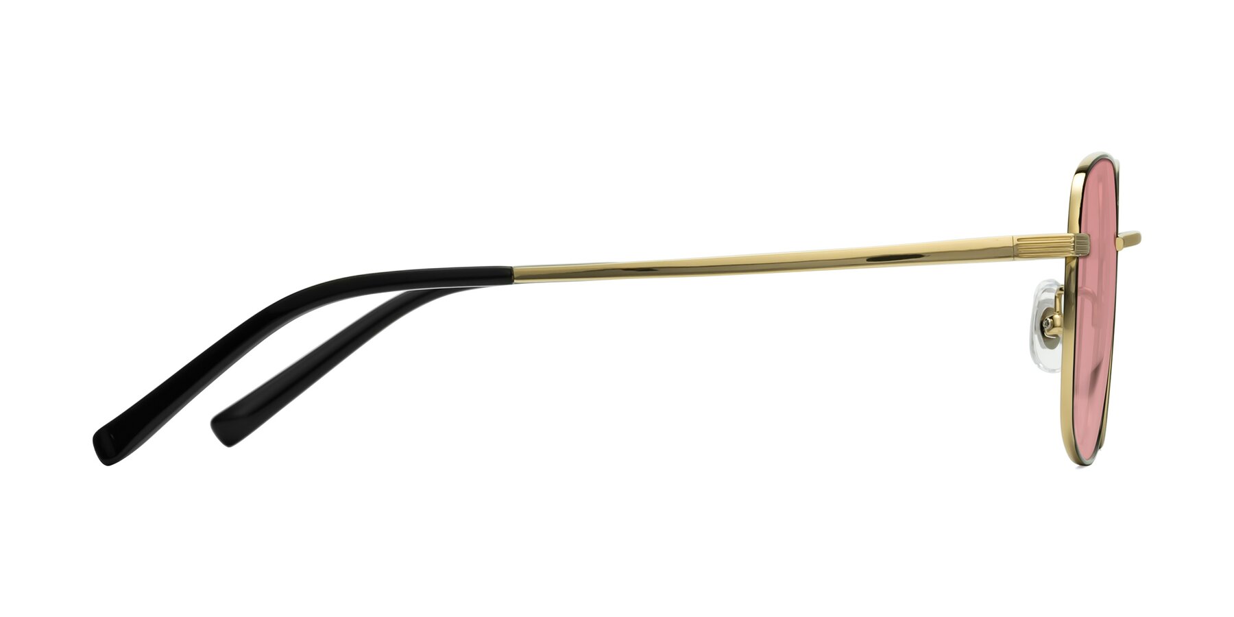 Side of Newman in Black-Gold with Medium Garnet Tinted Lenses