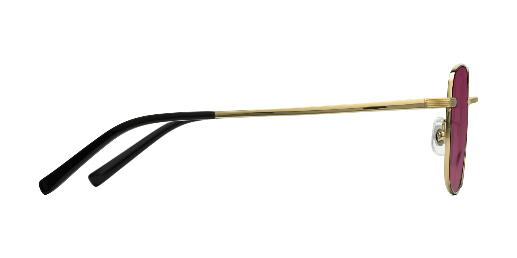 Side of Newman in Black-Gold with Wine Tinted Lenses