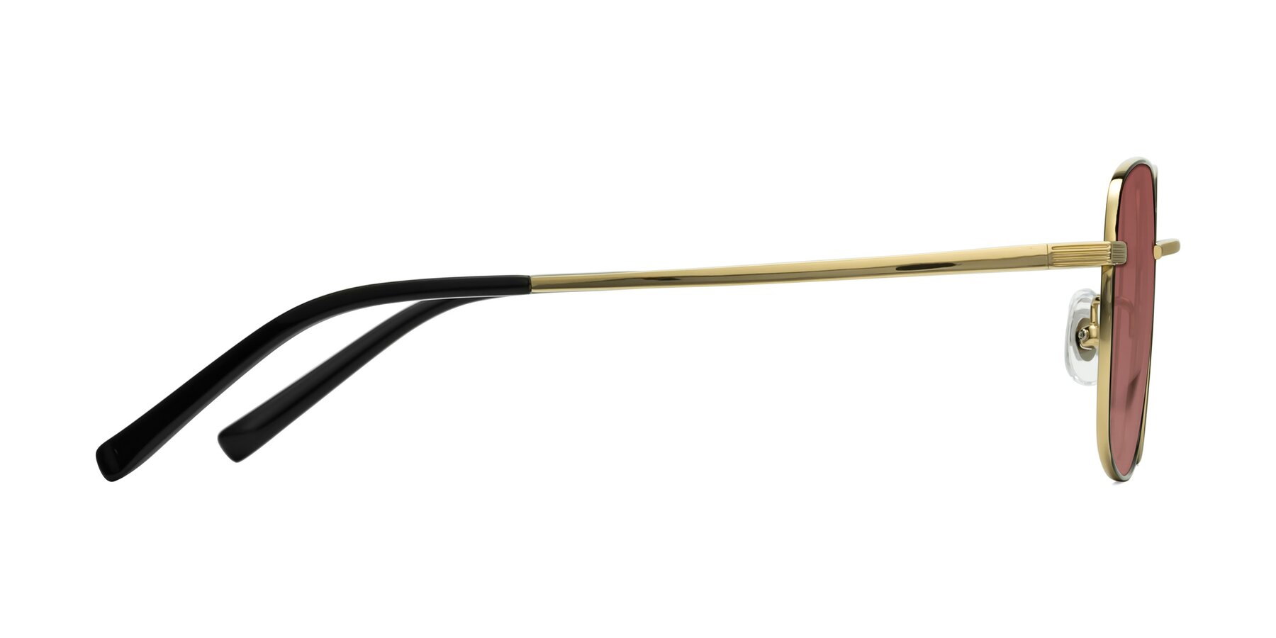 Side of Newman in Black-Gold with Garnet Tinted Lenses