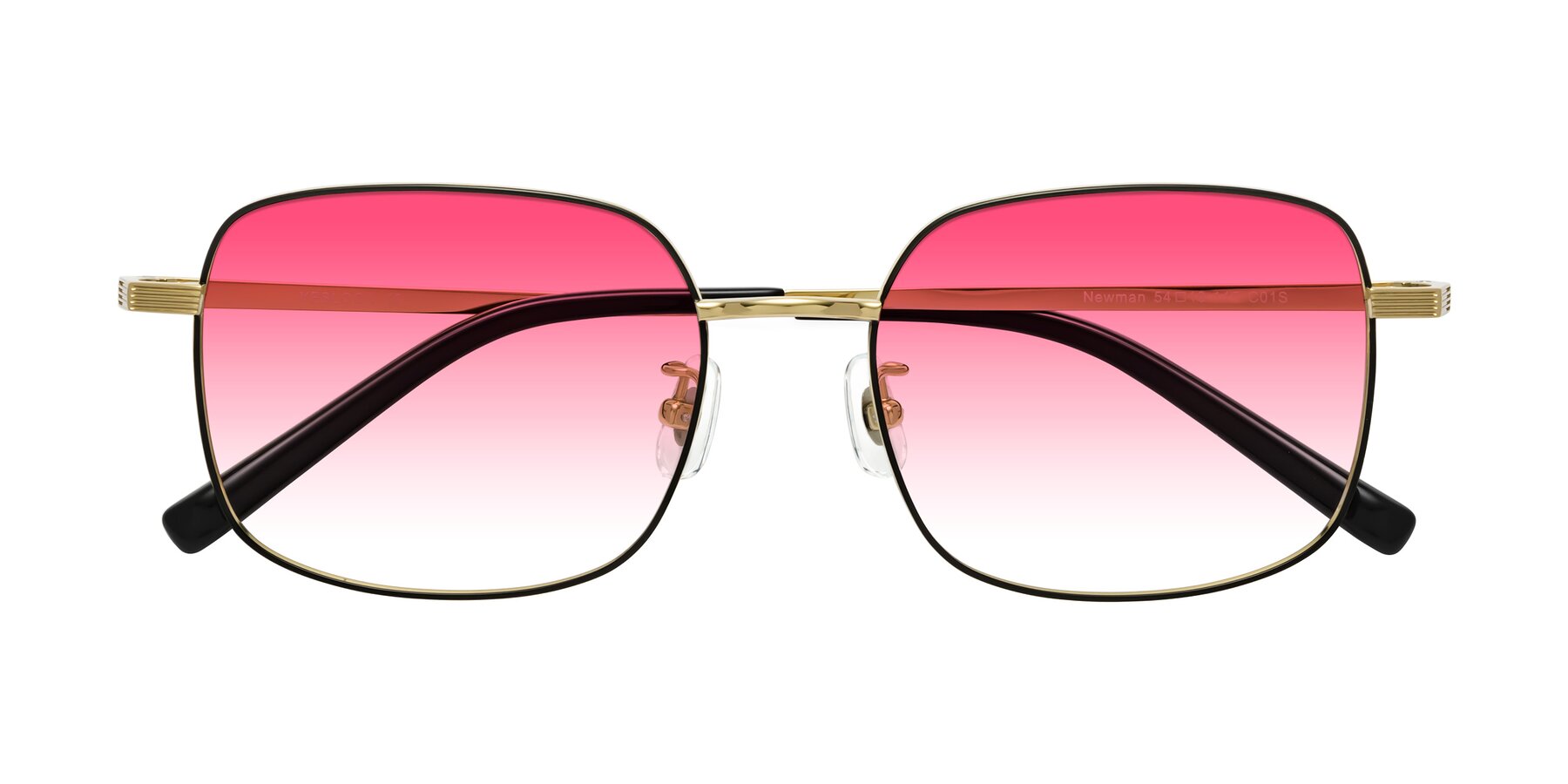 Folded Front of Newman in Black-Gold with Pink Gradient Lenses