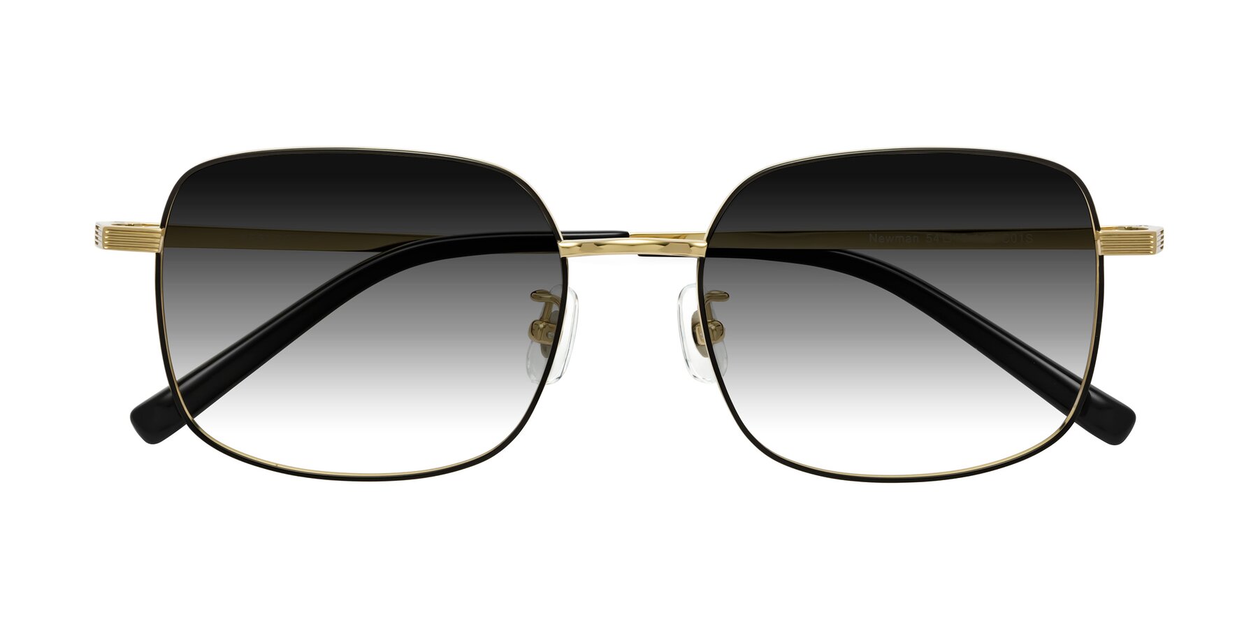 Folded Front of Newman in Black-Gold with Gray Gradient Lenses