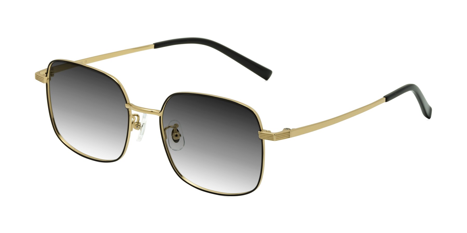 Angle of Newman in Black-Gold with Gray Gradient Lenses