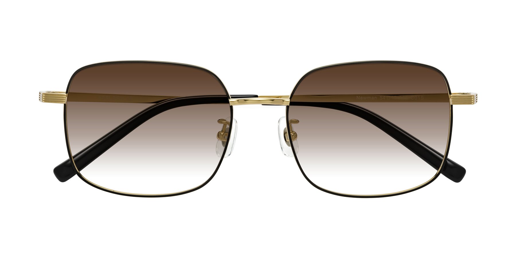 Folded Front of Newman in Black-Gold with Brown Gradient Lenses