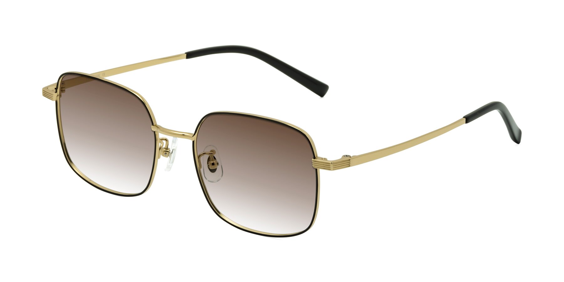 Angle of Newman in Black-Gold with Brown Gradient Lenses