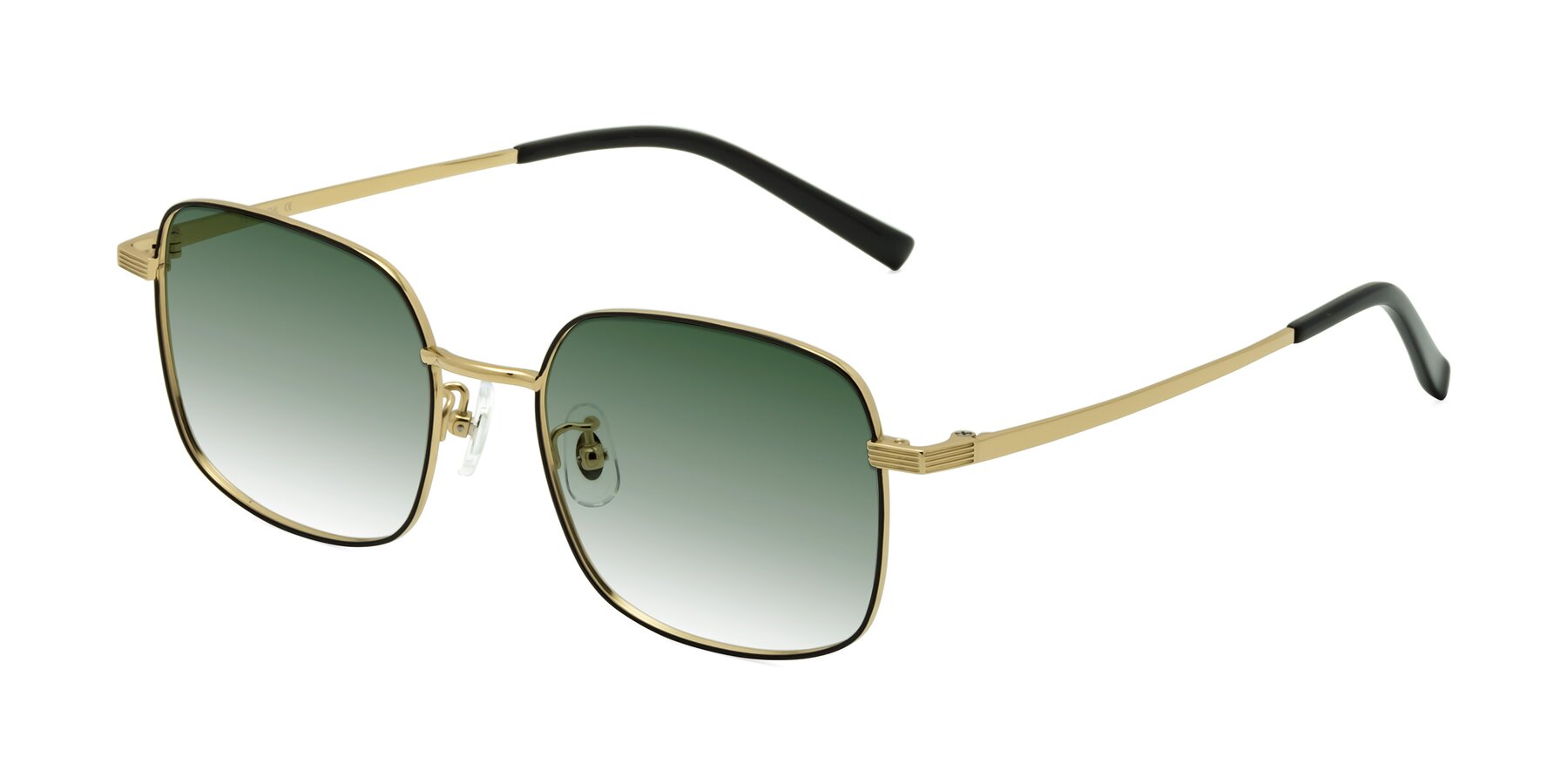 Angle of Newman in Black-Gold with Green Gradient Lenses