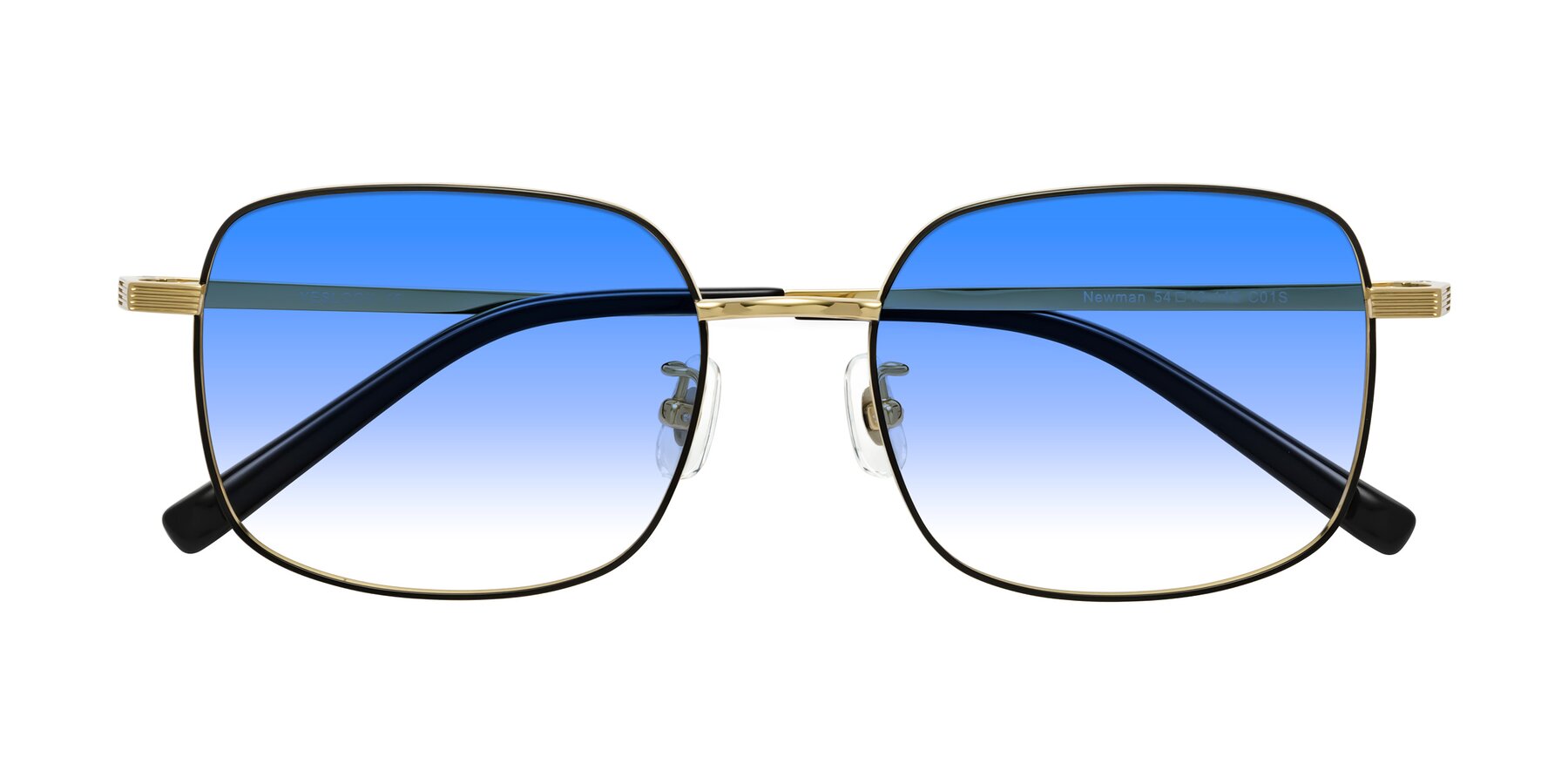 Folded Front of Newman in Black-Gold with Blue Gradient Lenses