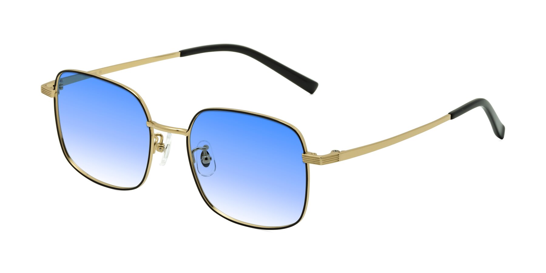 Angle of Newman in Black-Gold with Blue Gradient Lenses