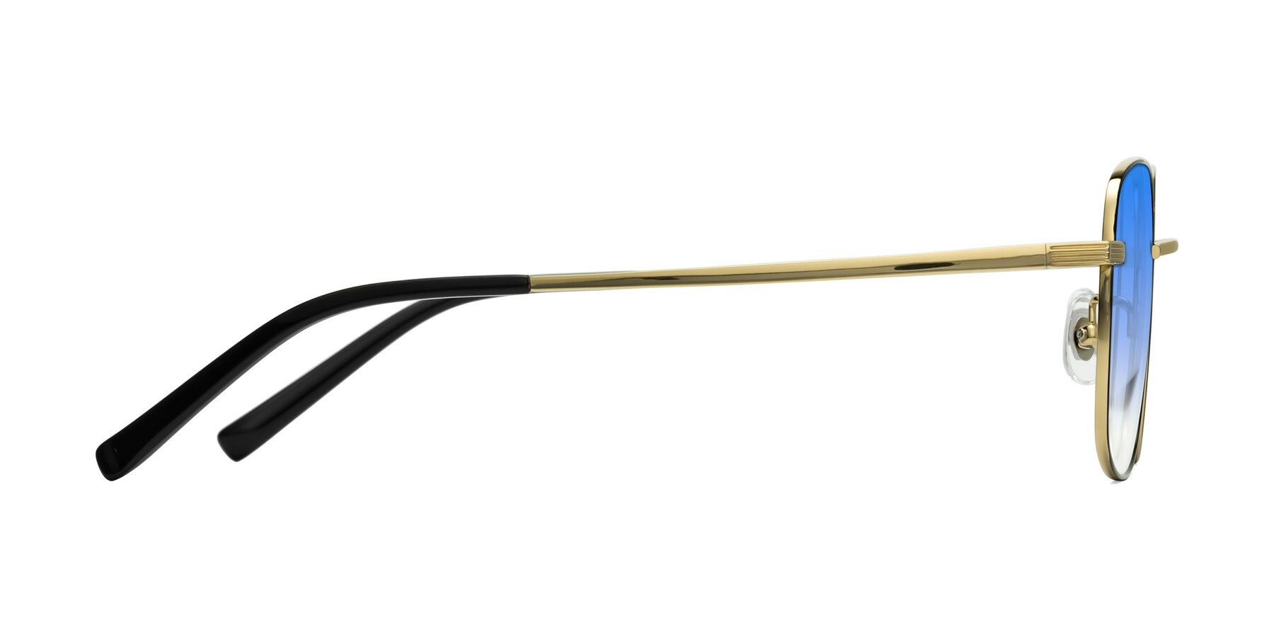 Side of Newman in Black-Gold with Blue Gradient Lenses