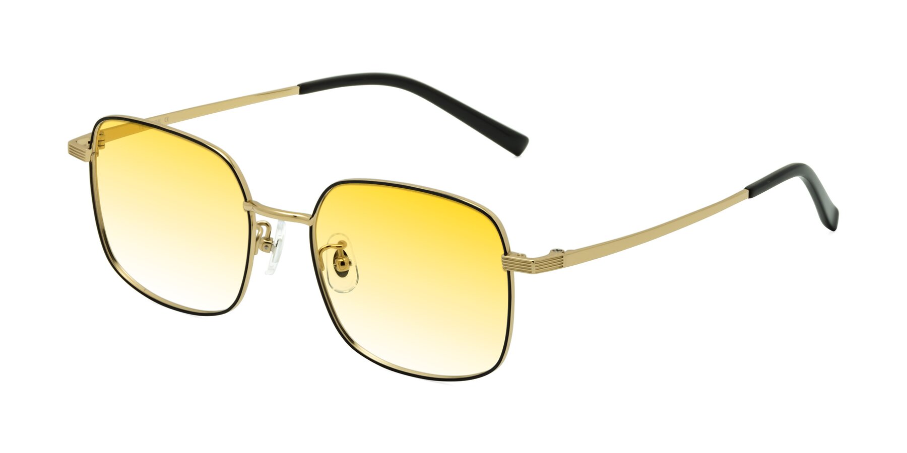 Angle of Newman in Black-Gold with Yellow Gradient Lenses