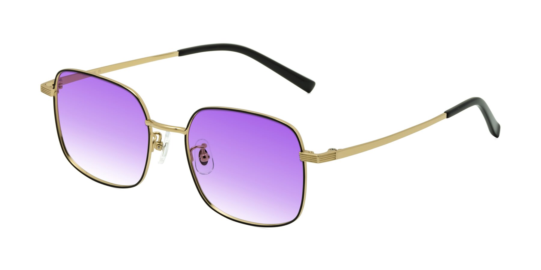 Angle of Newman in Black-Gold with Purple Gradient Lenses