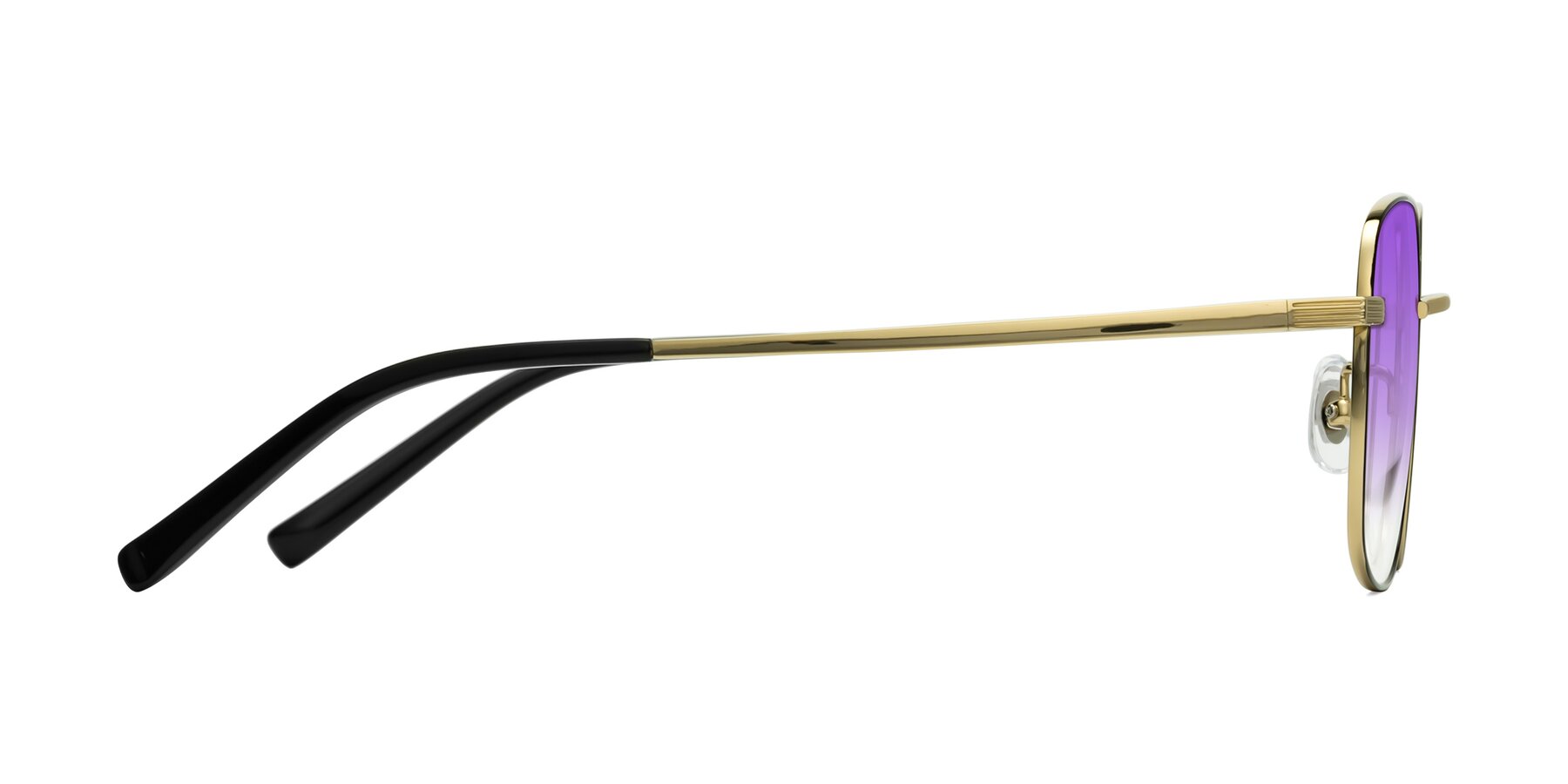 Side of Newman in Black-Gold with Purple Gradient Lenses