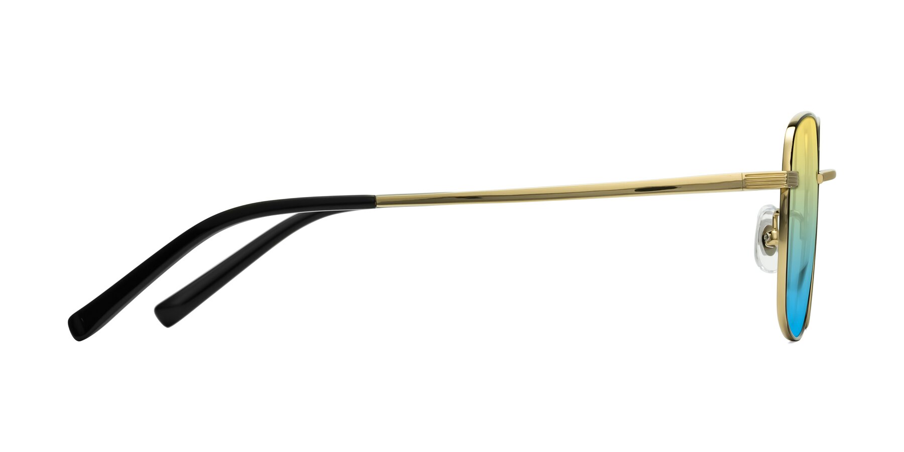 Side of Newman in Black-Gold with Yellow / Blue Gradient Lenses