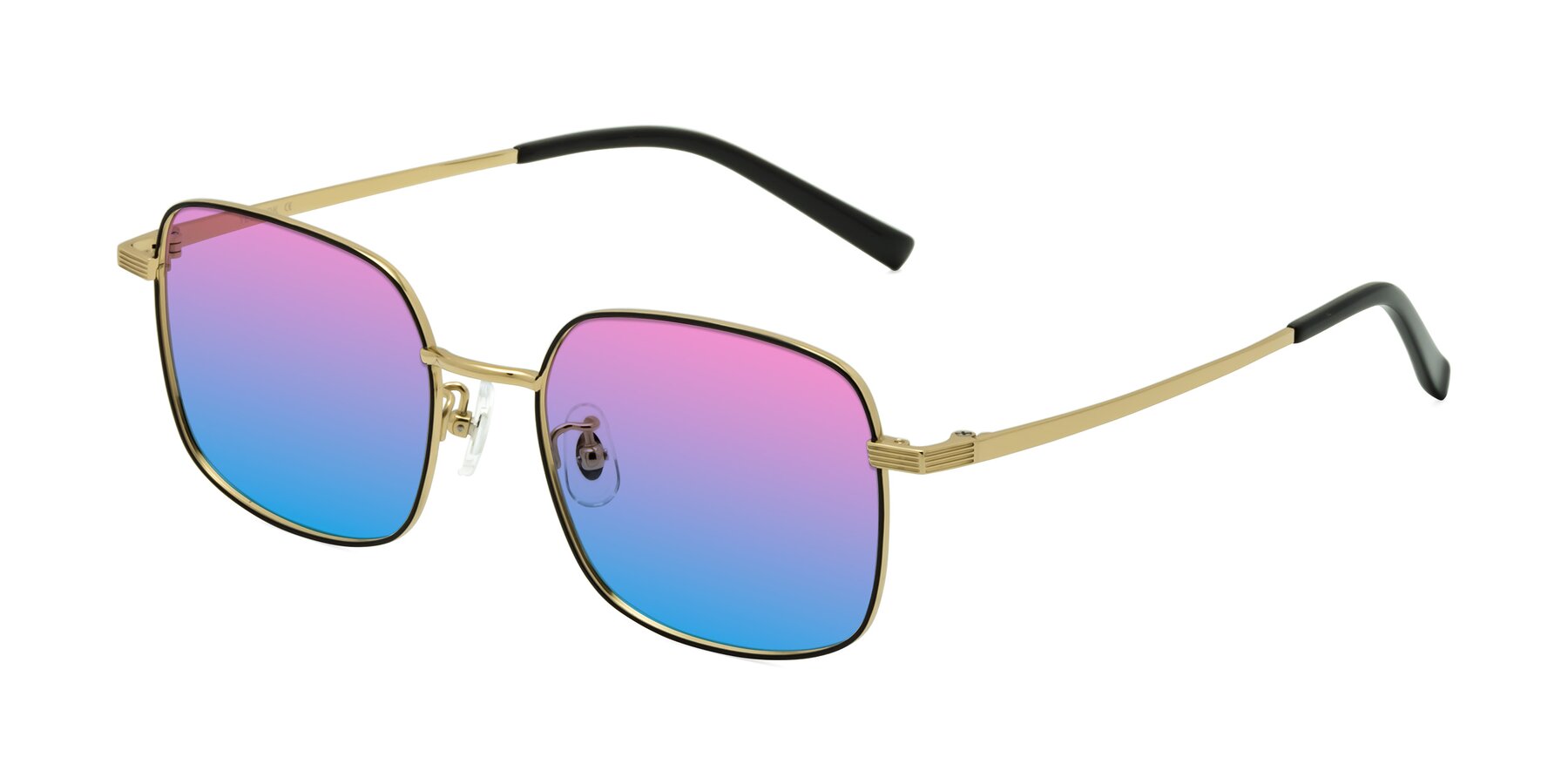 Angle of Newman in Black-Gold with Pink / Blue Gradient Lenses