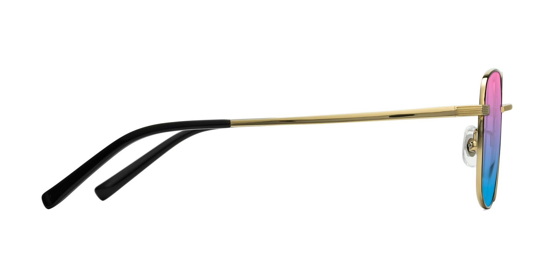 Side of Newman in Black-Gold with Pink / Blue Gradient Lenses