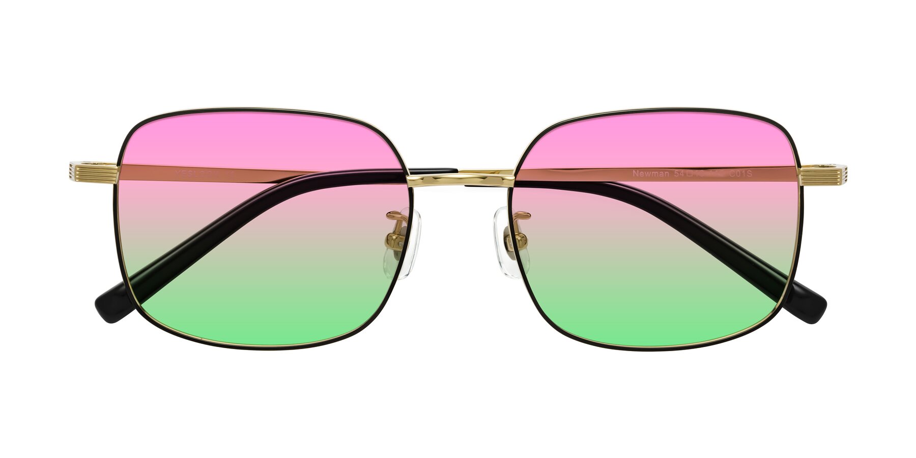 Folded Front of Newman in Black-Gold with Pink / Green Gradient Lenses
