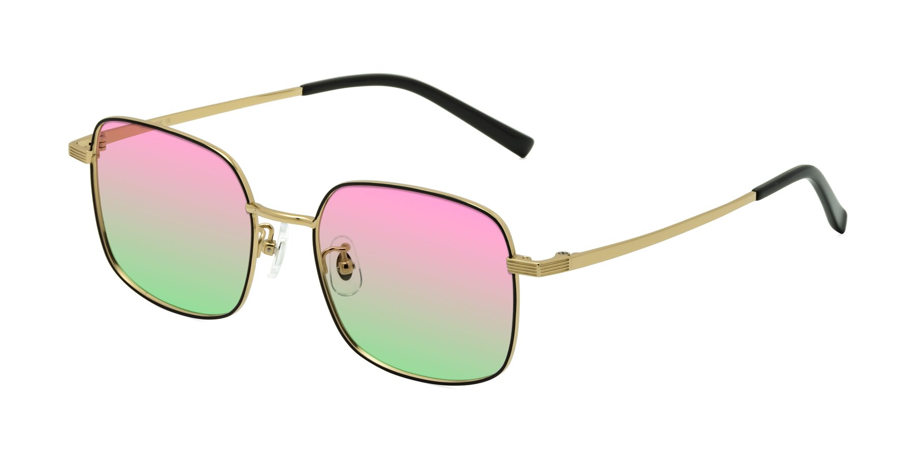 Angle of Newman in Black-Gold with Pink / Green Gradient Lenses