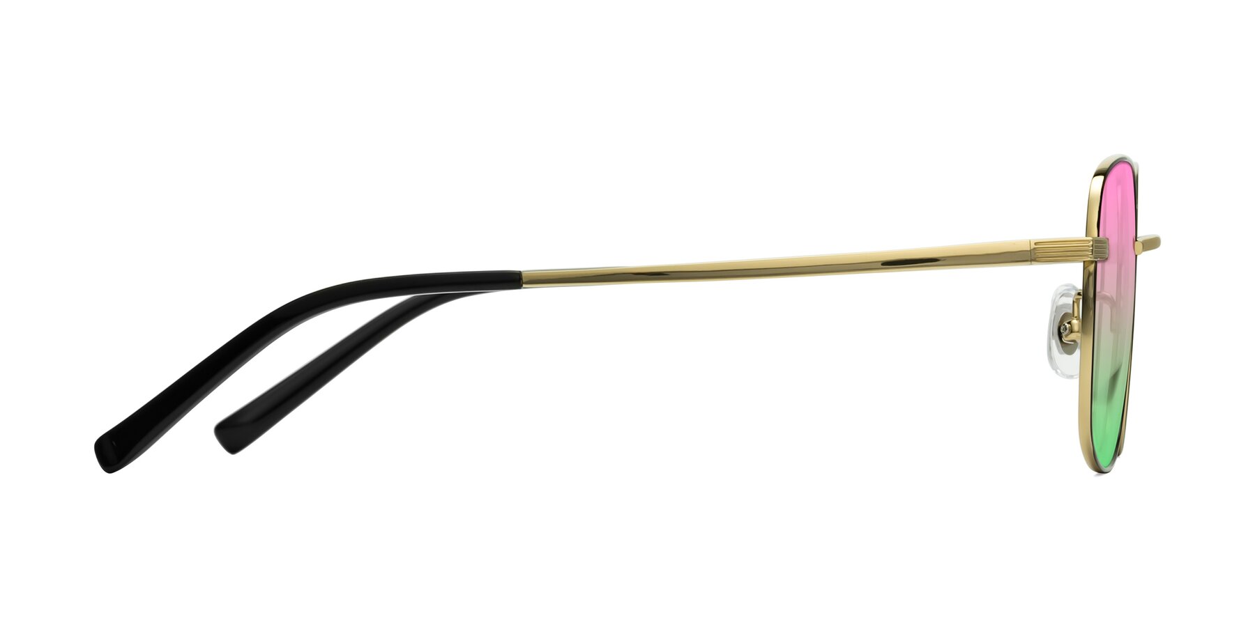 Side of Newman in Black-Gold with Pink / Green Gradient Lenses