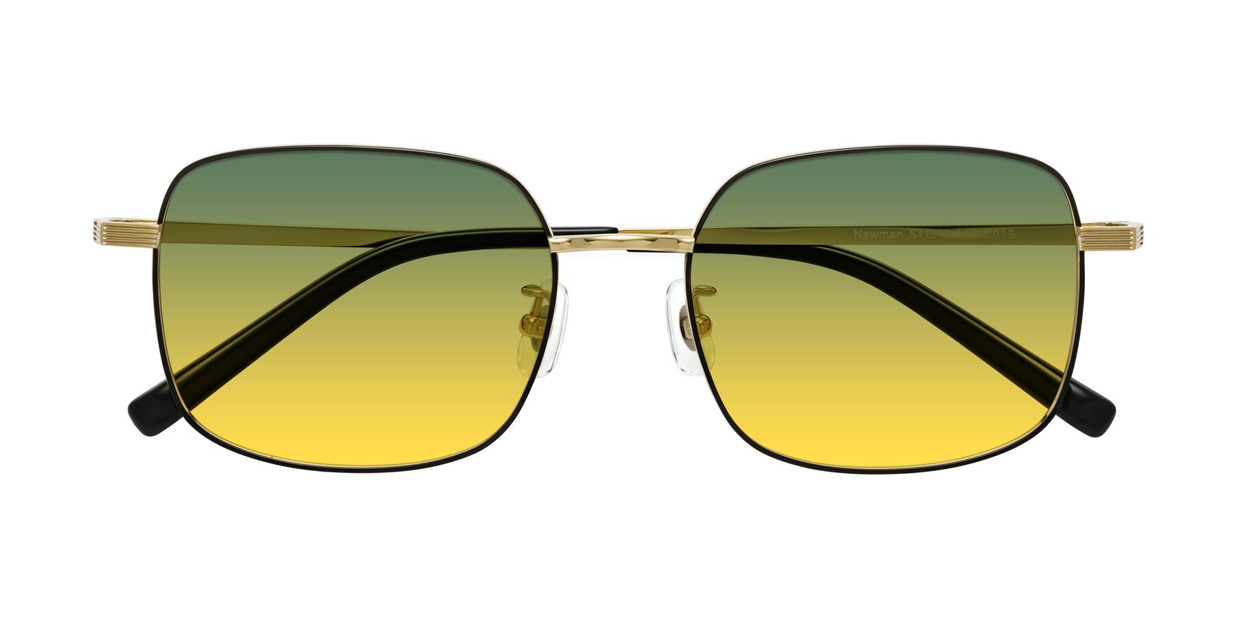 Folded Front of Newman in Black-Gold with Green / Yellow Gradient Lenses