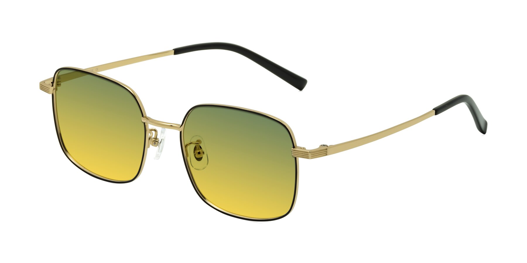 Angle of Newman in Black-Gold with Green / Yellow Gradient Lenses