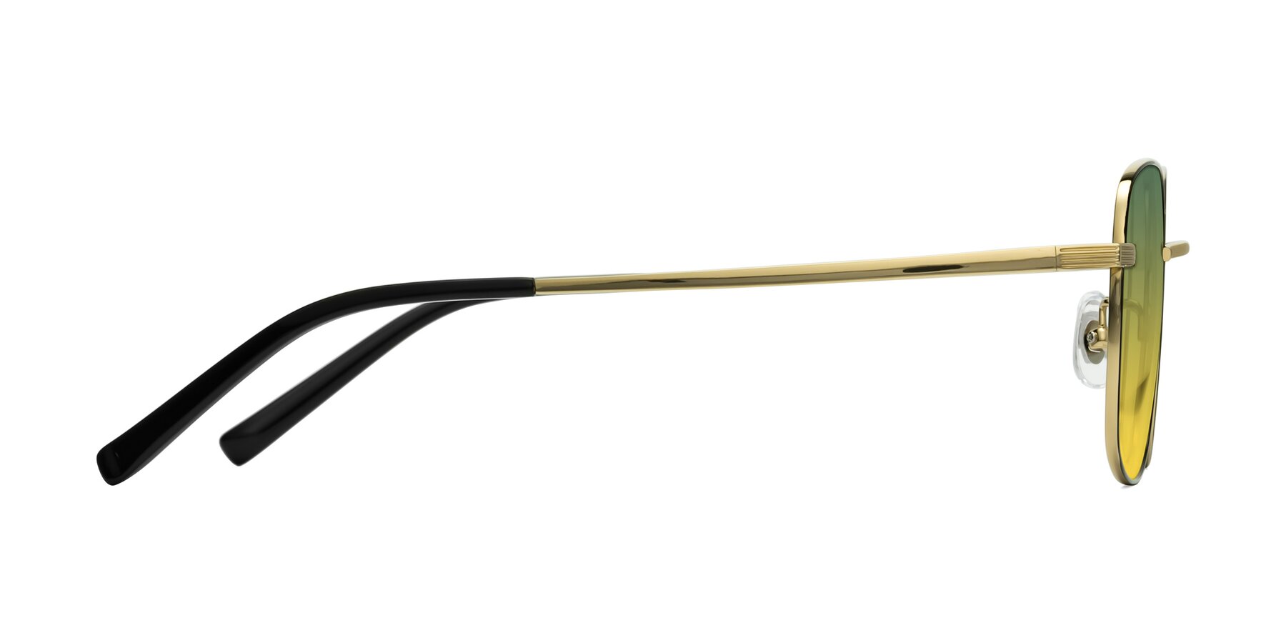 Side of Newman in Black-Gold with Green / Yellow Gradient Lenses
