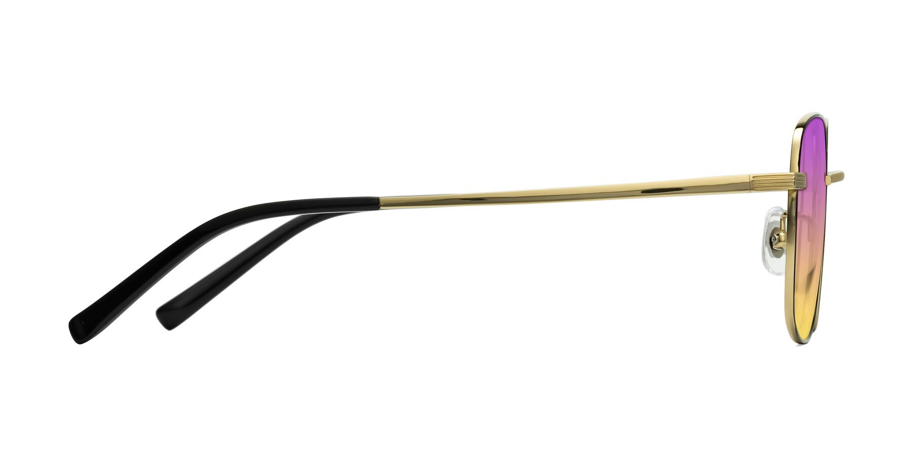 Side of Newman in Black-Gold with Purple / Yellow Gradient Lenses