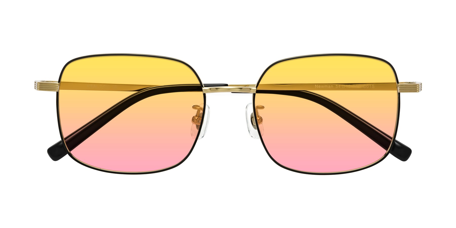 Folded Front of Newman in Black-Gold with Yellow / Pink Gradient Lenses