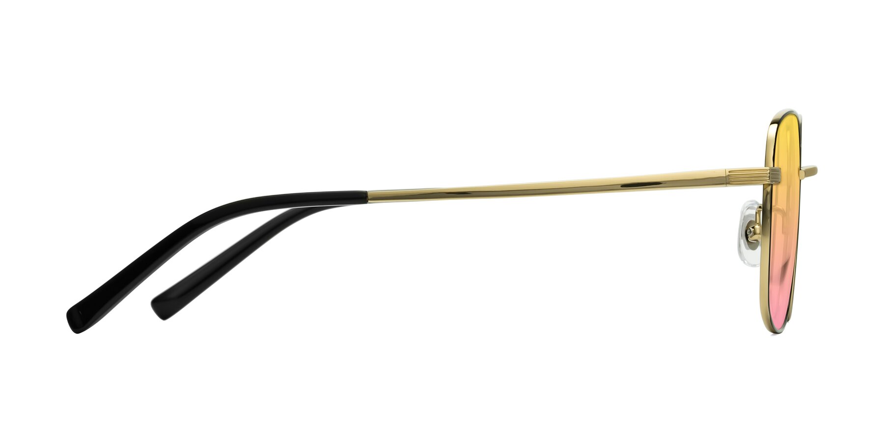Side of Newman in Black-Gold with Yellow / Pink Gradient Lenses