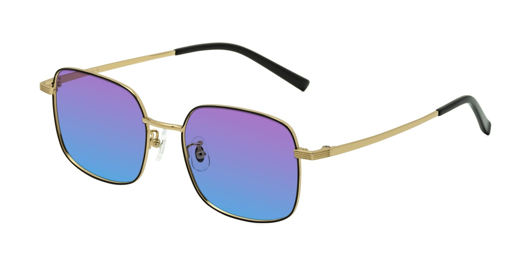 Angle of Newman in Black-Gold with Purple / Blue Gradient Lenses