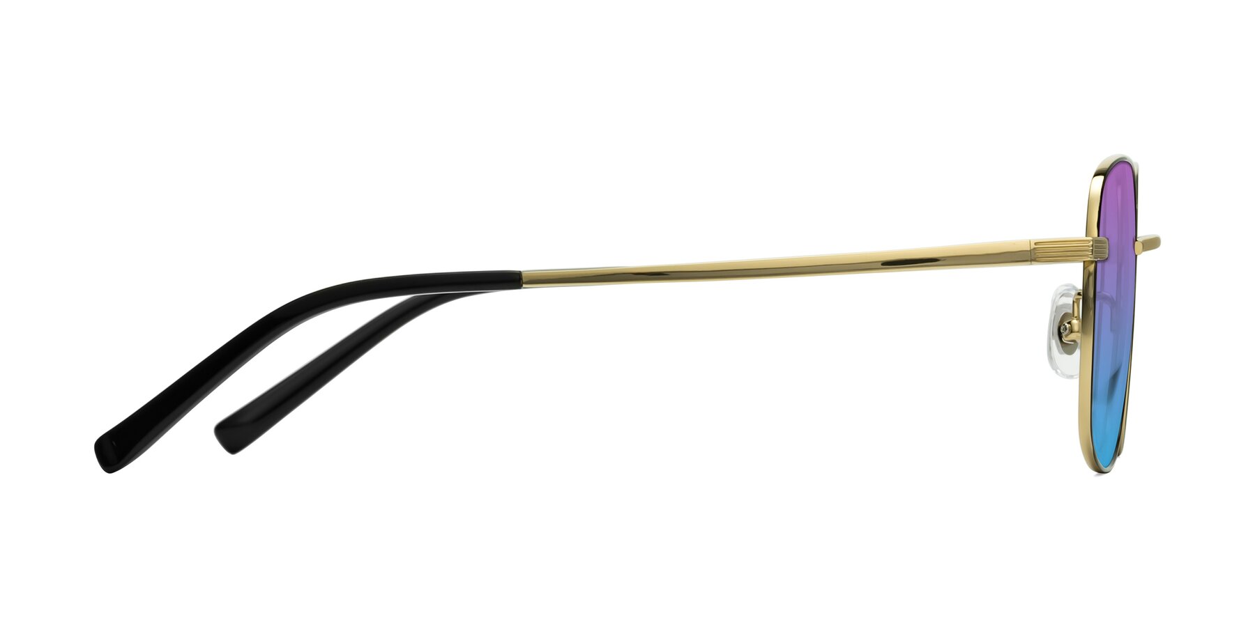 Side of Newman in Black-Gold with Purple / Blue Gradient Lenses
