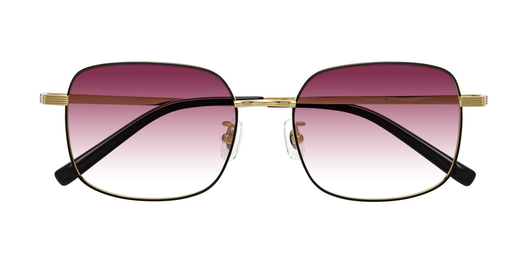 Folded Front of Newman in Black-Gold with Wine Gradient Lenses