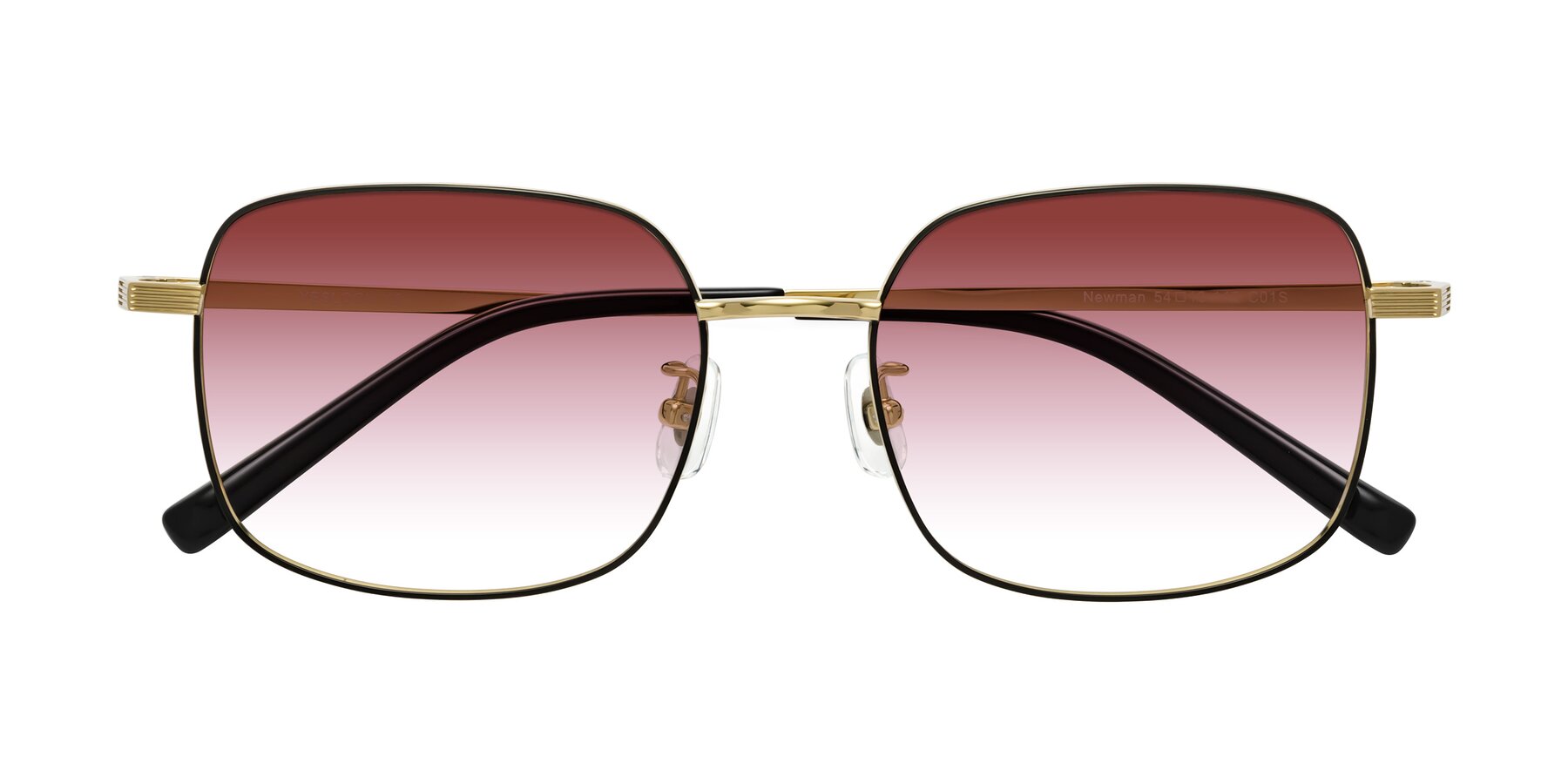 Folded Front of Newman in Black-Gold with Garnet Gradient Lenses