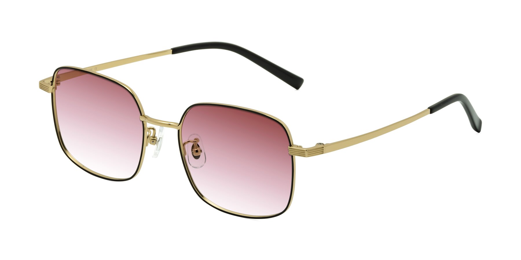 Angle of Newman in Black-Gold with Garnet Gradient Lenses