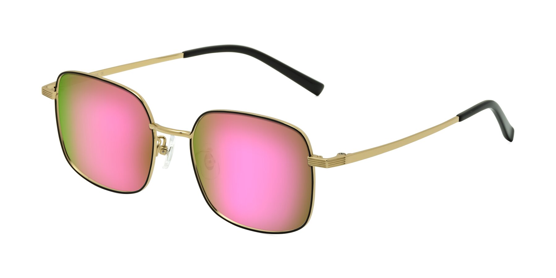 Angle of Newman in Black-Gold with Pink Mirrored Lenses