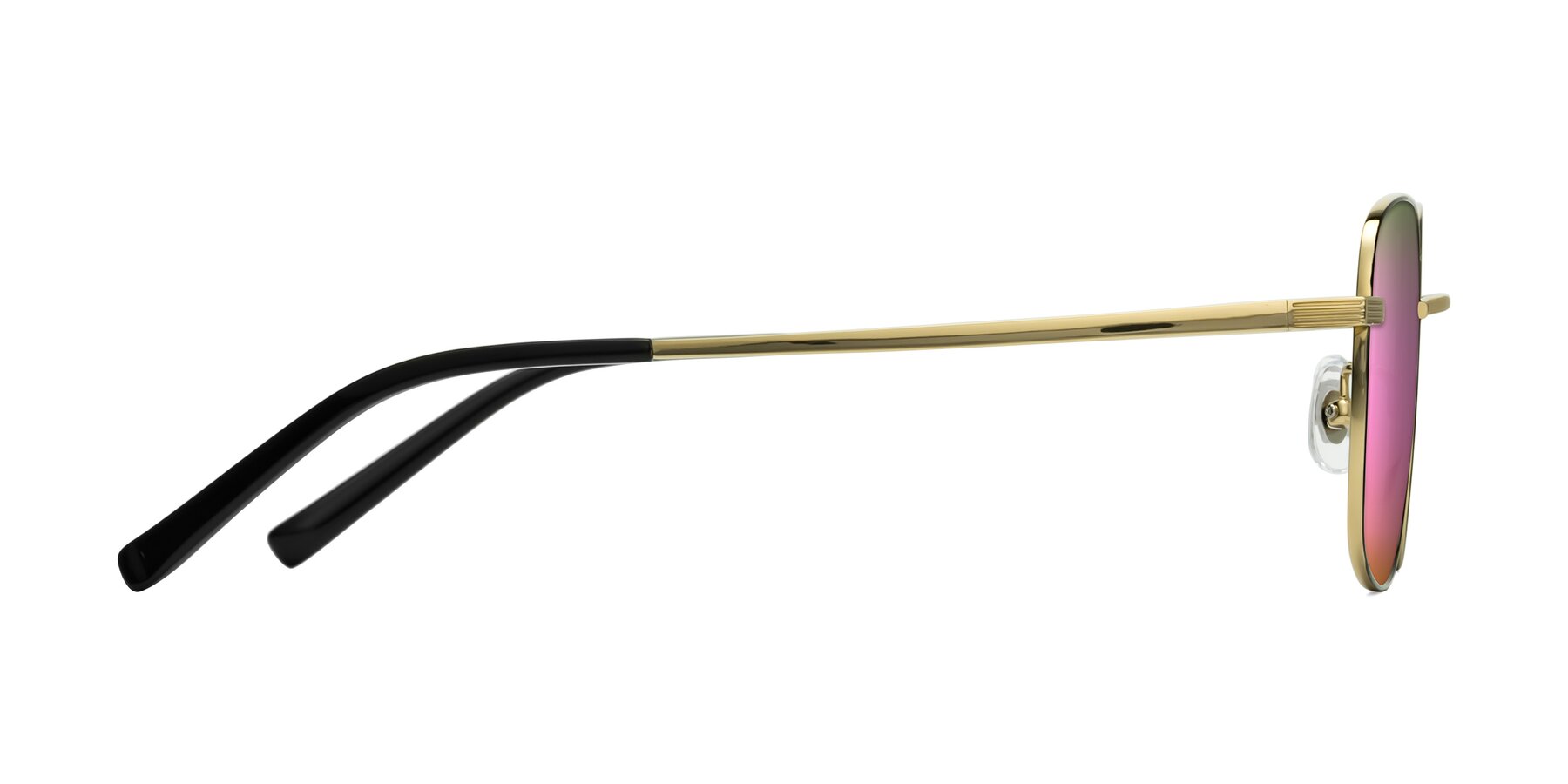 Side of Newman in Black-Gold with Pink Mirrored Lenses