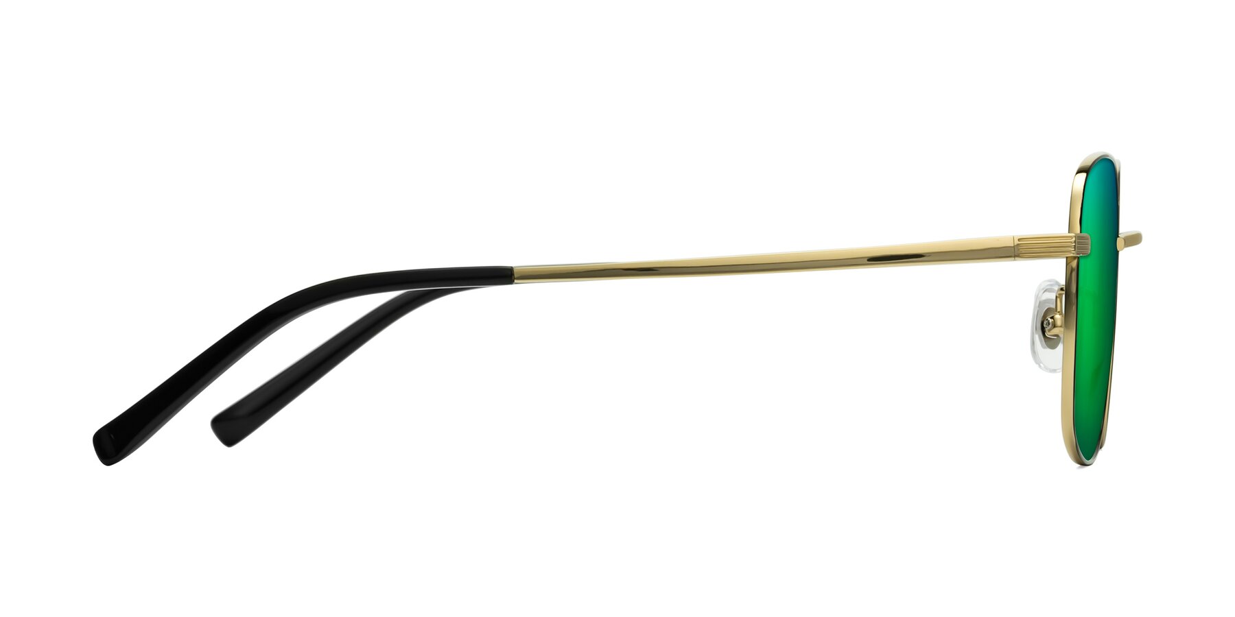 Side of Newman in Black-Gold with Green Mirrored Lenses