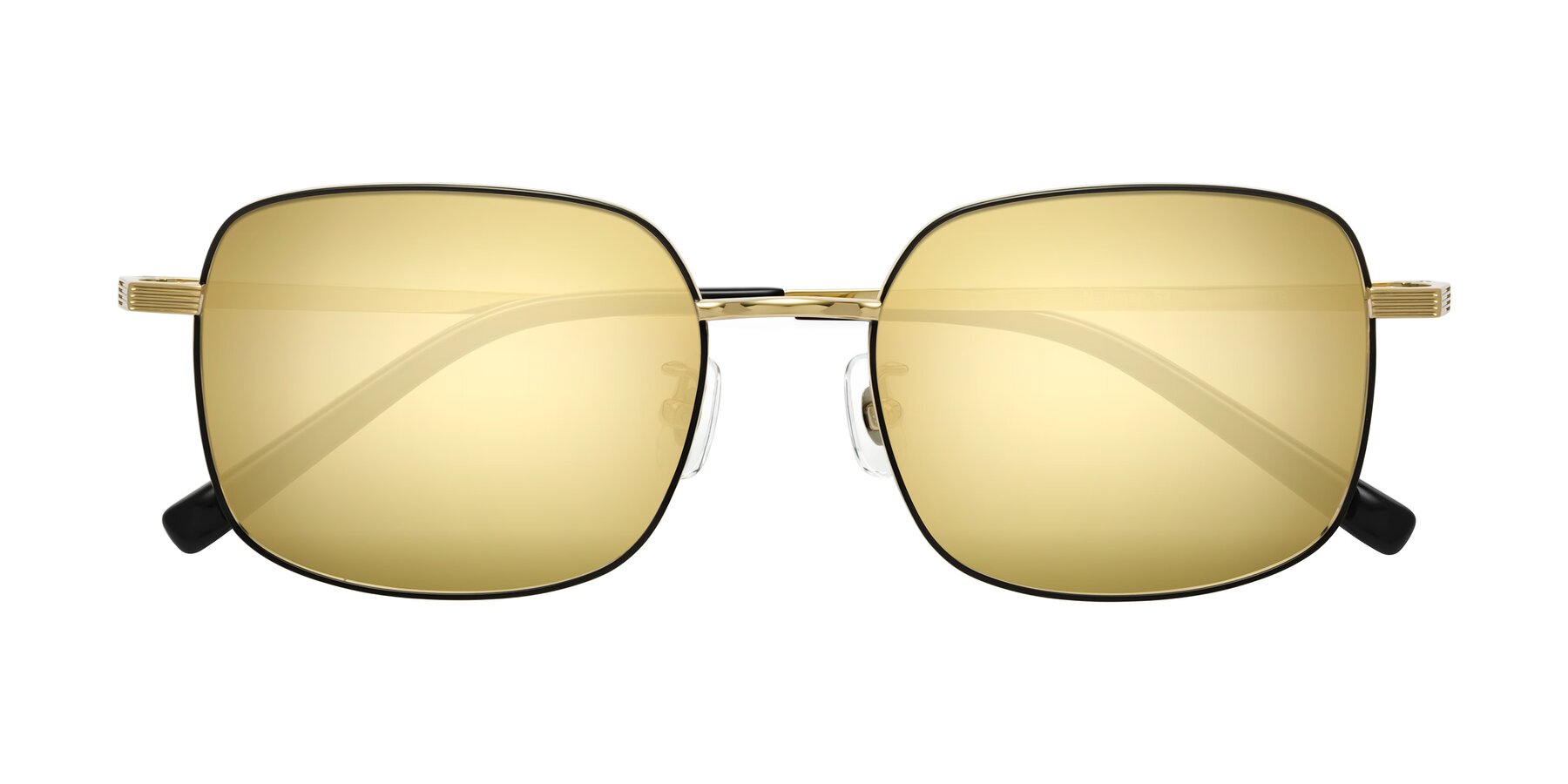 Folded Front of Newman in Black-Gold with Gold Mirrored Lenses