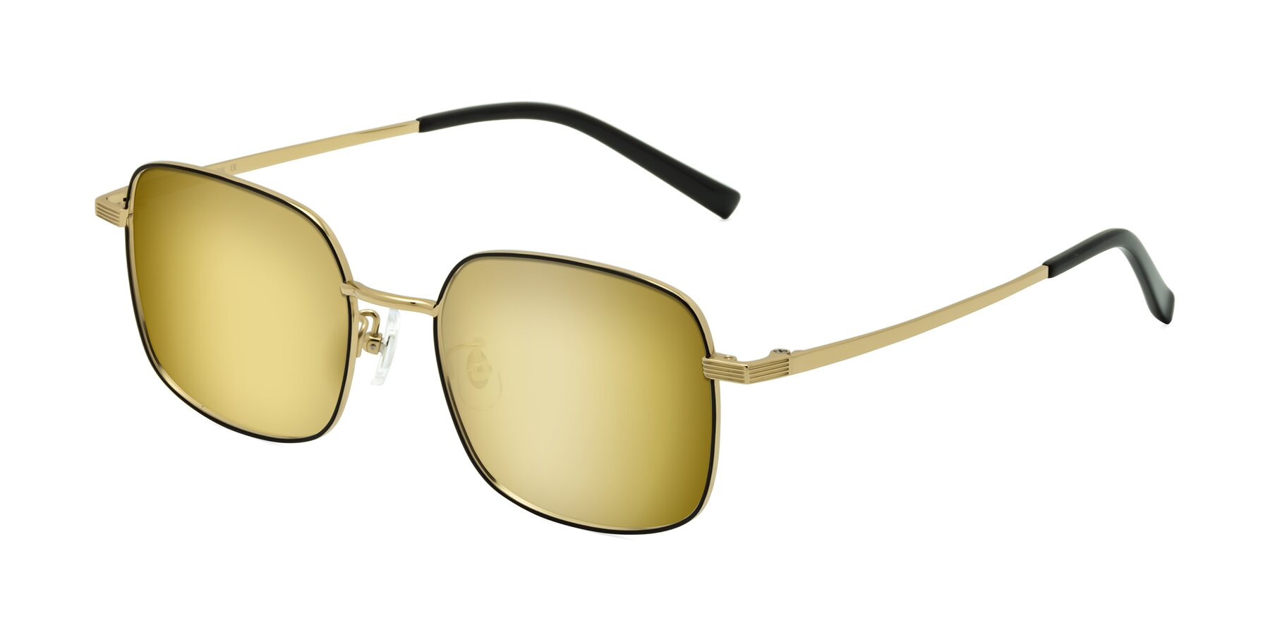 Angle of Newman in Black-Gold with Gold Mirrored Lenses