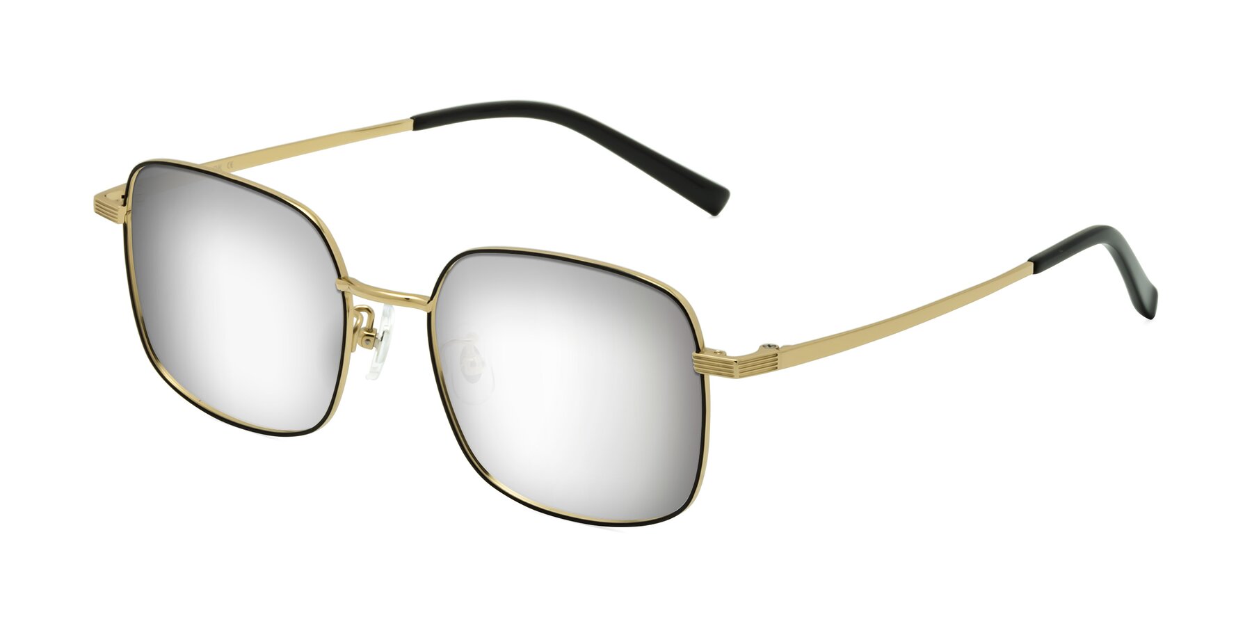 Angle of Newman in Black-Gold with Silver Mirrored Lenses