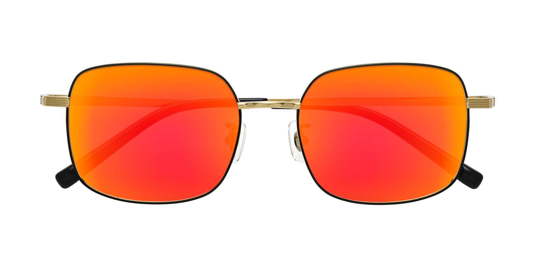 Folded Front of Newman in Black-Gold with Red Gold Mirrored Lenses